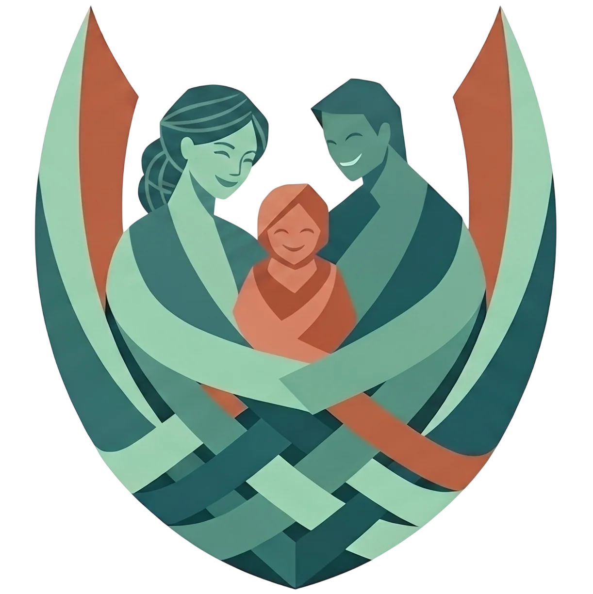 Illustration of a family in warm embrace