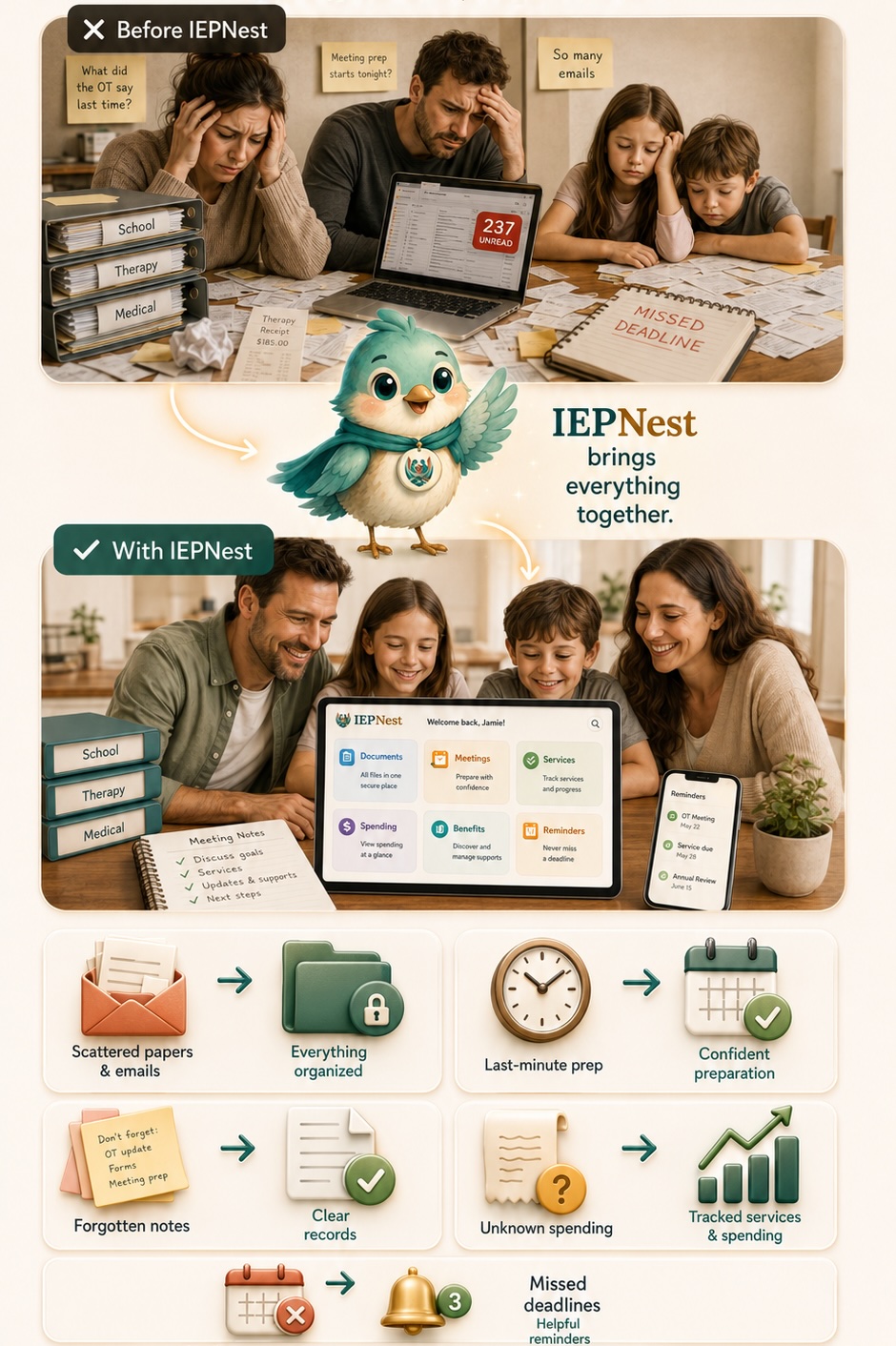 Before and after IEPNest: from chaos and overwhelm to organized confidence